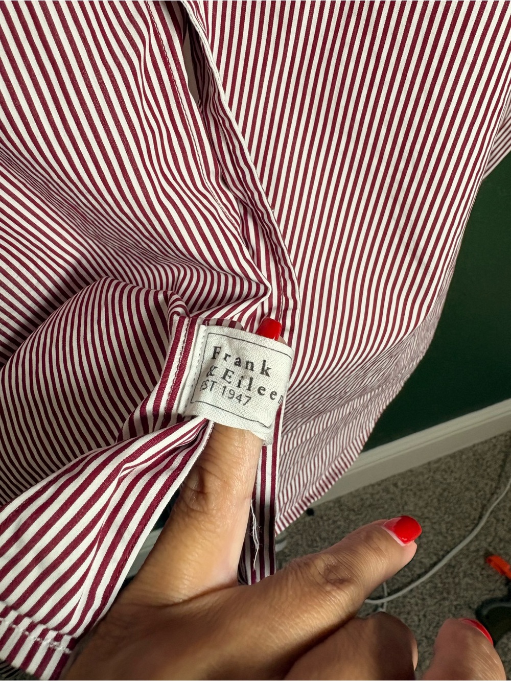 Frank & Eileen Burgundy Stripe Button-Down with Burgundy Bib tuxedo style - Picture 7 of 11